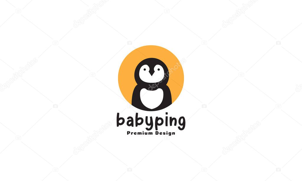 Cute baby penguin logo symbol vector icon illustration graphic design