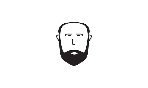 Testa Uomo Calvo Con Barba Logo Simbolo Vettoriale Icona Illustrazione — Vettoriale Stock