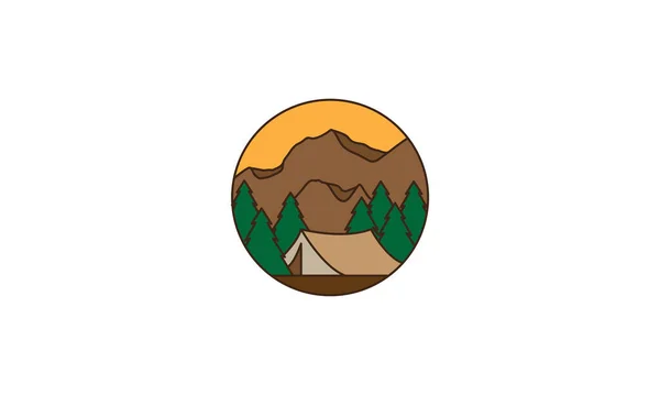 Colorido Campamento Pino Montaña Logotipo Símbolo Vector Icono Ilustración Diseño — Vector de stock
