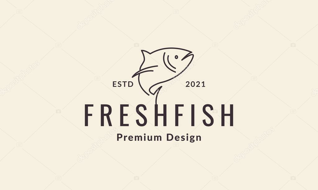 lines hipster fish simple logo symbol vector icon illustration graphic design