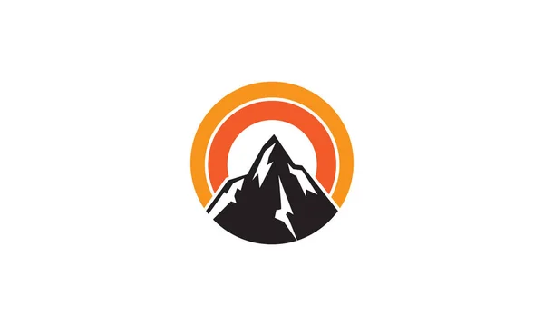 Gunung Dengan Logo Warna Matahari Abstrak Simbol Ikon Vektor Gambar - Stok Vektor