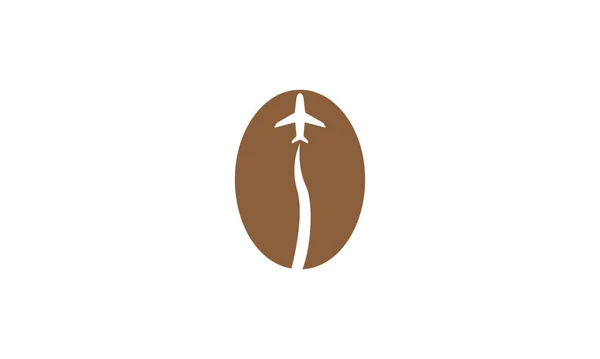 Kaffeebohnen Mit Flugzeug Logo Symbol Vektor Symbol Illustration Grafik Design — Stockvektor