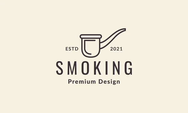 Linhas Hipster Smoking Pipe Logo Símbolo Vetor Ícone Ilustração Gráfico — Vetor de Stock