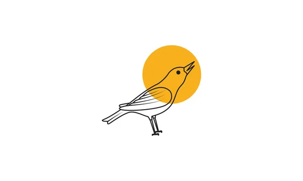 Linie Słodkie Ptak Śpiewać Logo Symbol Wektor Ikona Ilustracja Projekt — Wektor stockowy