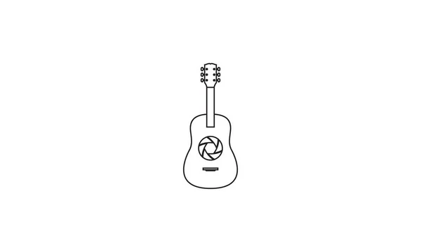 Guitarra Líneas Con Obturador Cámara Logotipo Símbolo Vector Icono Ilustración — Vector de stock