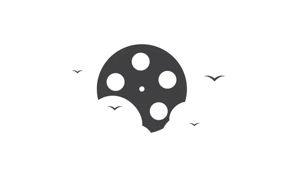 雲の空のロゴのアイコンのイラストのグラフィックデザインの映画 — ストックベクタ