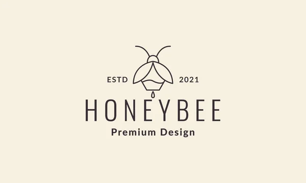 Лінії Хіпстер Мед Бджілка Логотип Символ Векторні Ілюстрації Графічний Дизайн — стоковий вектор