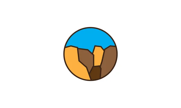 Circle Landscape Canyon Logo Vector Icon Illustration Design — Stock Vector