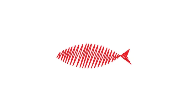 Fisk Form Linjer Klotter Logotyp Vektor Ikon Illustration Design — Stock vektor