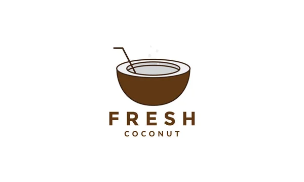 Kokosnussgetränk Frisch Logo Symbol Vektor Symbol Illustration Grafik Design — Stockvektor