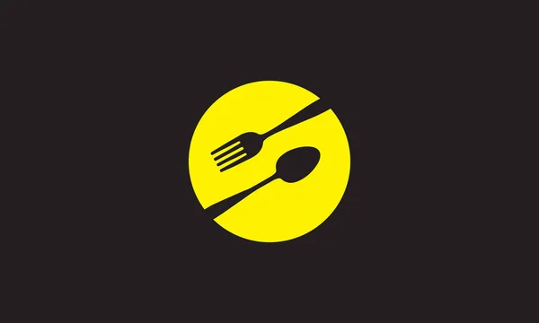Kruh Negativní Prostor Lžící Vidlice Logo Symbol Vektor Ikona Ilustrace — Stockový vektor