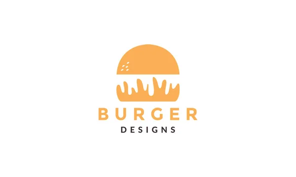 Modern Şekilli Fast Food Burger Turuncu Logo Ikonu Çizimi — Stok Vektör
