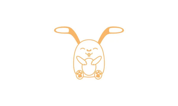 Lindas Líneas Dibujos Animados Conejos Sonrisa Logo Vector Icono Ilustración — Archivo Imágenes Vectoriales