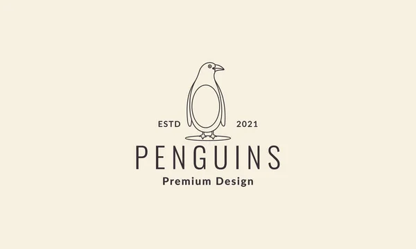 Lignes Hipster Oiseau Pingouin Logo Vecteur Icône Illustration Conception — Image vectorielle