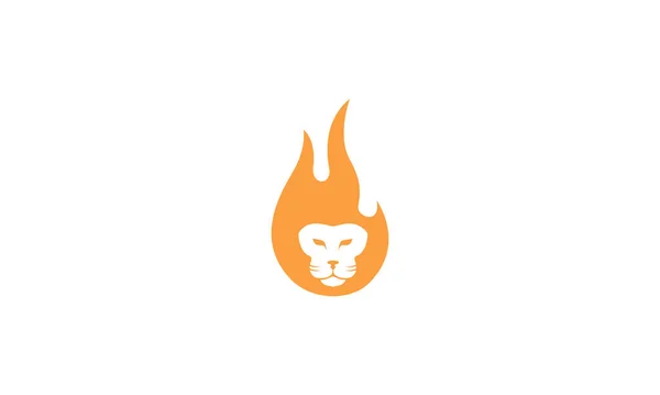 Tűz Fáklya Oroszlán Logó Vektor Ikon Illusztráció Tervezés — Stock Vector