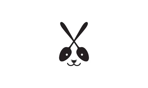 Löffel Mit Panda Logo Vektor Symbol Illustration Design — Stockvektor