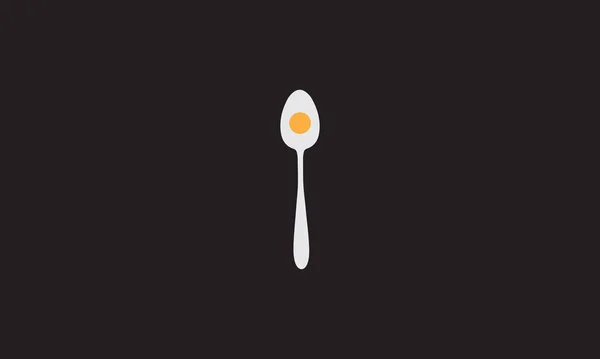 Forma Cucchiaio Con Uovo Pollo Logo Icona Vettoriale Disegno Illustrazione — Vettoriale Stock