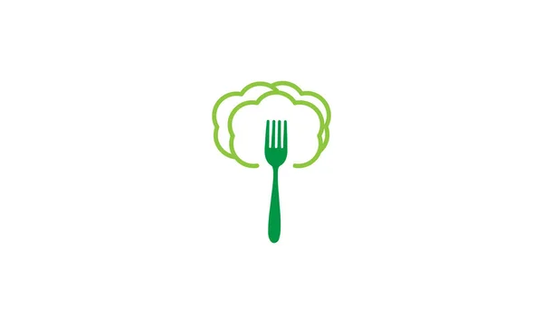 Tenedor Colorido Con Verduras Logotipo Vector Icono Ilustración Diseño — Vector de stock