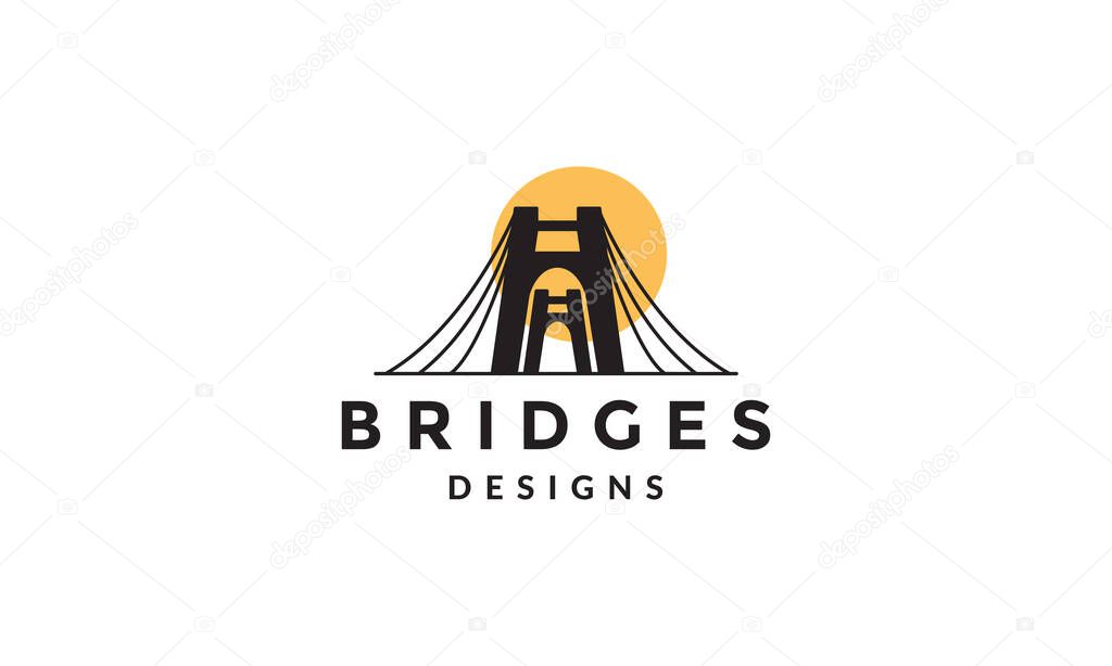Modern silhouette gate bridge logo vector icon illustration design