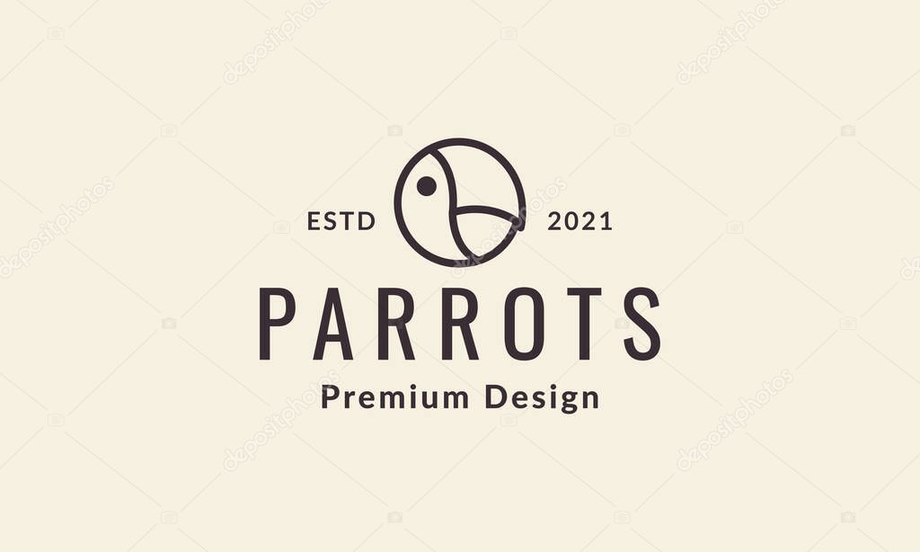 geometric head lines bird parrots logo vector icon illustration design