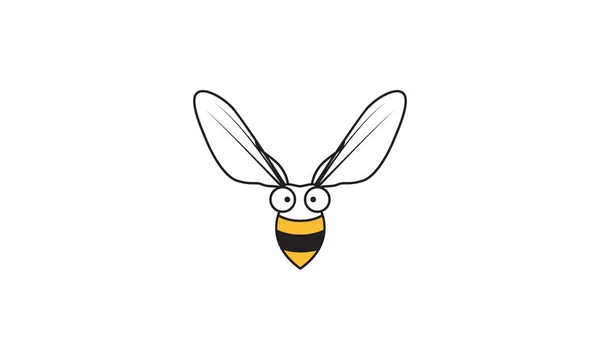Kartun Lucu Lebah Madu Terbang Logo Vektor Ikon Desain Ilustrasi - Stok Vektor