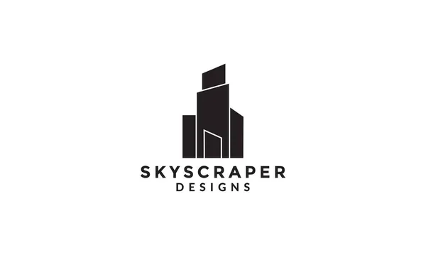 Silhouette Modern Shape Skyscraper Logo Vector Icon Illustration Design — Stock Vector