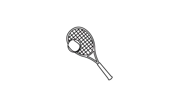 Linien Tennisschläger Mit Ball Logo Vektor Symbol Illustration Design — Stockvektor