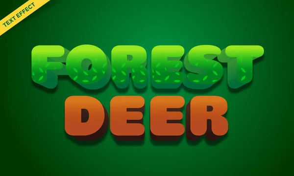 Vert Forêt Avec Effet Texte Cerf — Image vectorielle