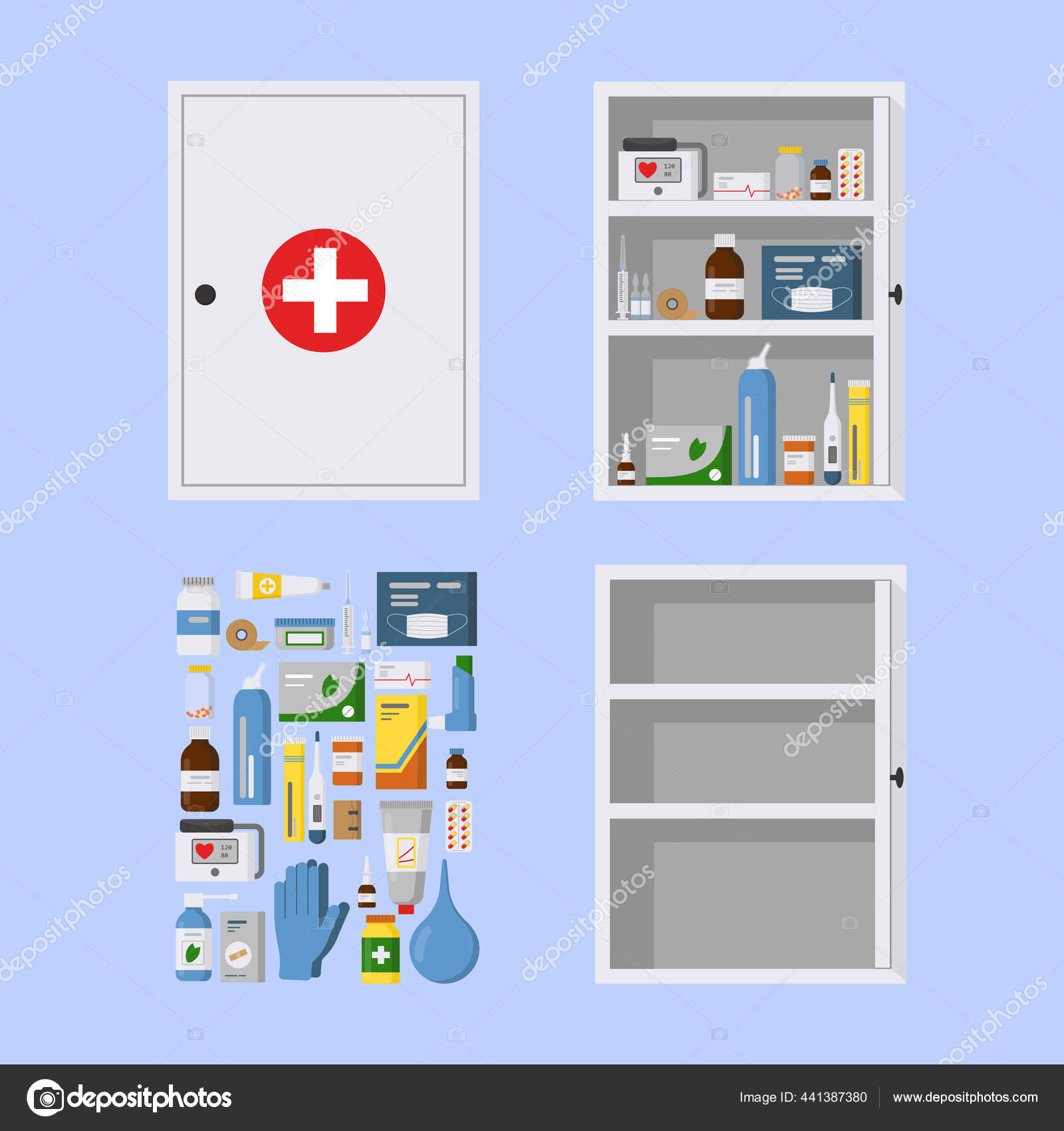 Medicine Safe Medication Storage Open Closed Door Set Tablets