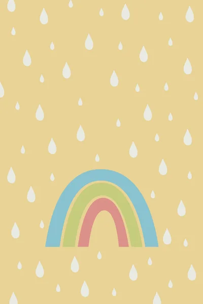 Ilustración Geométrica Simple Vectorial Estilo Plano Arco Iris Gotas Lluvia — Archivo Imágenes Vectoriales