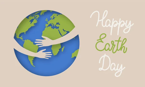 Happy Earth Day Weltumwelttag Ökologiekonzept Hände Umarmen Und Sich Den — Stockvektor