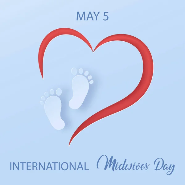 미혼모의 배경에 발그림자가 International Day Midwife Greeting Cards Poster Banner — 스톡 벡터
