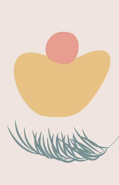 Γήινος Τόνος Boho Φύλλωμα Γραμμή Σχέδιο Τέχνης Χειροποίητα Φυτά Σχήματα — Διανυσματικό Αρχείο
