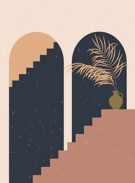 야자나무 동시대 배경을 추상화하 십시오 포스터 장식을 디자인 현대의 미니멀리즘 — 스톡 벡터