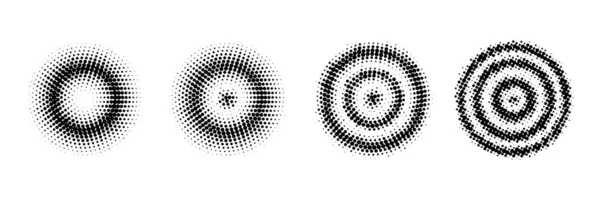 Набір Напівтонових Кіл Напівтонові Точки Круглий Градієнт Напівтонні Елементи Дизайну — стокове фото
