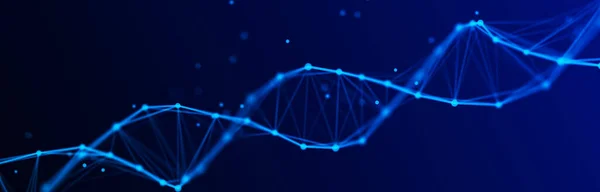 Dijital mavi DNA konsepti. Soyut 3d çokgen kablosuz DNA molekülü. Tıp bilimi ve biyoteknoloji. 3B görüntüleme.