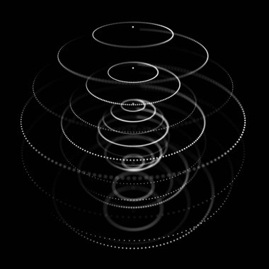 Soyut 3D küre. Küre parçacıkları. Genel ağ bağlantısı. Gelecekçi teknoloji tarzı. Büyük veri görselleştirmesi. 3d oluşturma.