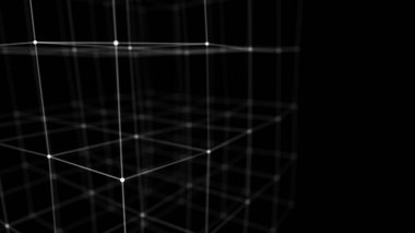 Blockchain technology concept. Distributed registry technology. Big data visualization. 3d illustration with lines on black background. 3D rendering.