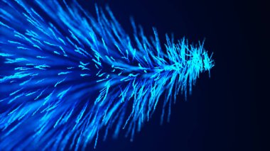 Parlayan parçacıklar dinamik akış. Soyut dijital arkaplan. Güzel neon ışık ayrıntıları. 3d oluşturma.