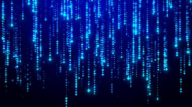 Mavi dijital çizgileri olan siber uzay. Yıldız patlaması dinamik çizgileri ya da ışınları. İkili asma zinciri. Soyut hız arkaplanı.