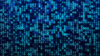 Dijital arkaplan mavi matrisi. Matris arka planı. İkili bilgisayar kodu. Hacker kodlama konsepti. 3B görüntüleme.