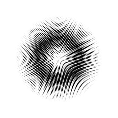 Yarım tonlu daireler. Yarım tonluk noktalar çember gradyanı. Yarı ton tasarım elementleri. Vektör illüstrasyonu.