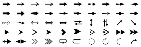 Большой набор черных икон со стрелками. Коллекции для веб-дизайна. Коллекция векторных стрелок. — стоковый вектор