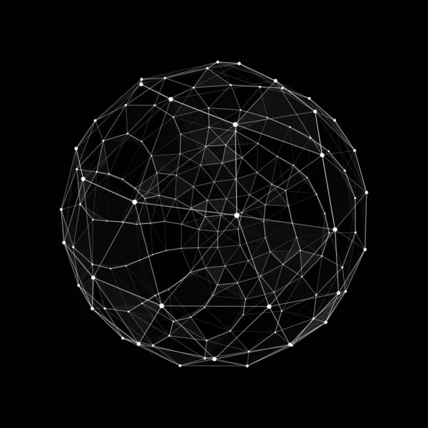 抽象3次元球面。HUDデザインスフィア。ネットワークラインの概念。未来的なテクノロジースタイル。ベクトル未来型デジタルコンセプト. — ストックベクタ