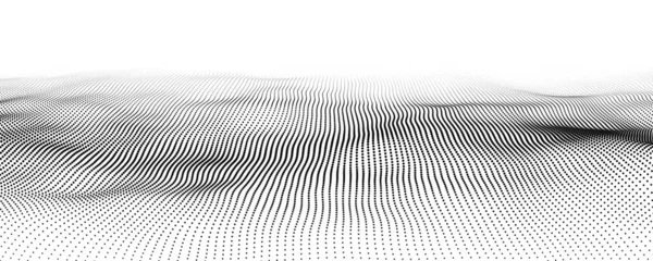 Динамічна хвиля на білому тлі. Хвиля частинок. Футуристична точкова хвиля. Дизайн для плаката. Технологія векторного фону. Векторні ілюстрації . — стоковий вектор