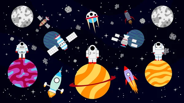 Kosmiczne Tło Przestrzeń Kosmiczna Przyszłe Technologie Podróży Kosmicznych Ilustracja Wektora — Wektor stockowy