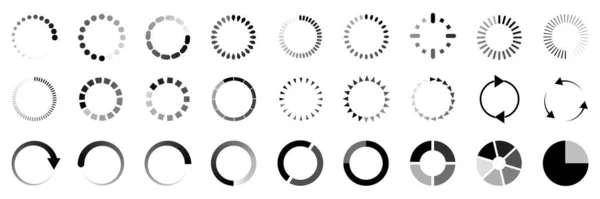 Caricamento Icone Impostato Carica Segno Simbolo Progresso Icona Caricamento Sito — Vettoriale Stock
