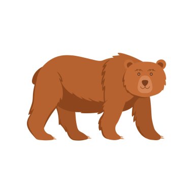  Beyaz arka planda çizgi film ayısı. Çocuklar için düz çizgi film çizimi.