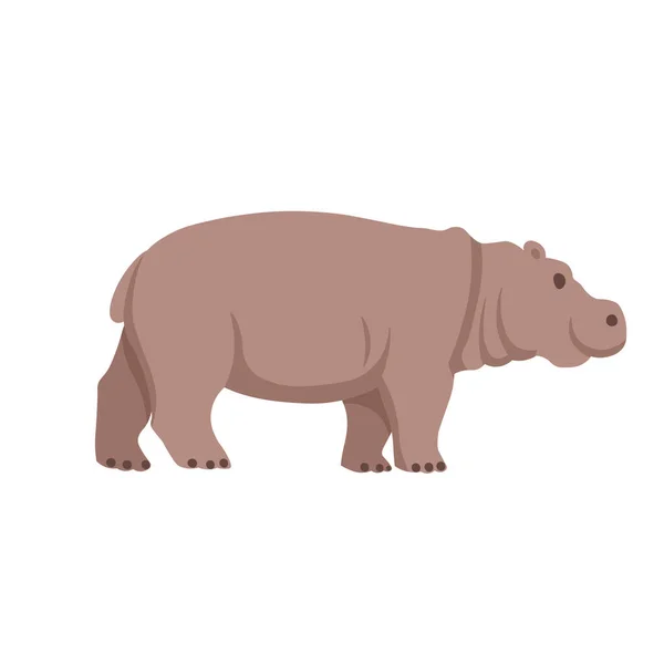 Dessin Animé Hippopotame Sur Fond Blanc Illustration Dessin Animé Plat — Image vectorielle