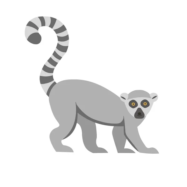 Cartoon Lemur White Background Flat Cartoon Illustration Kids — Stock Vector